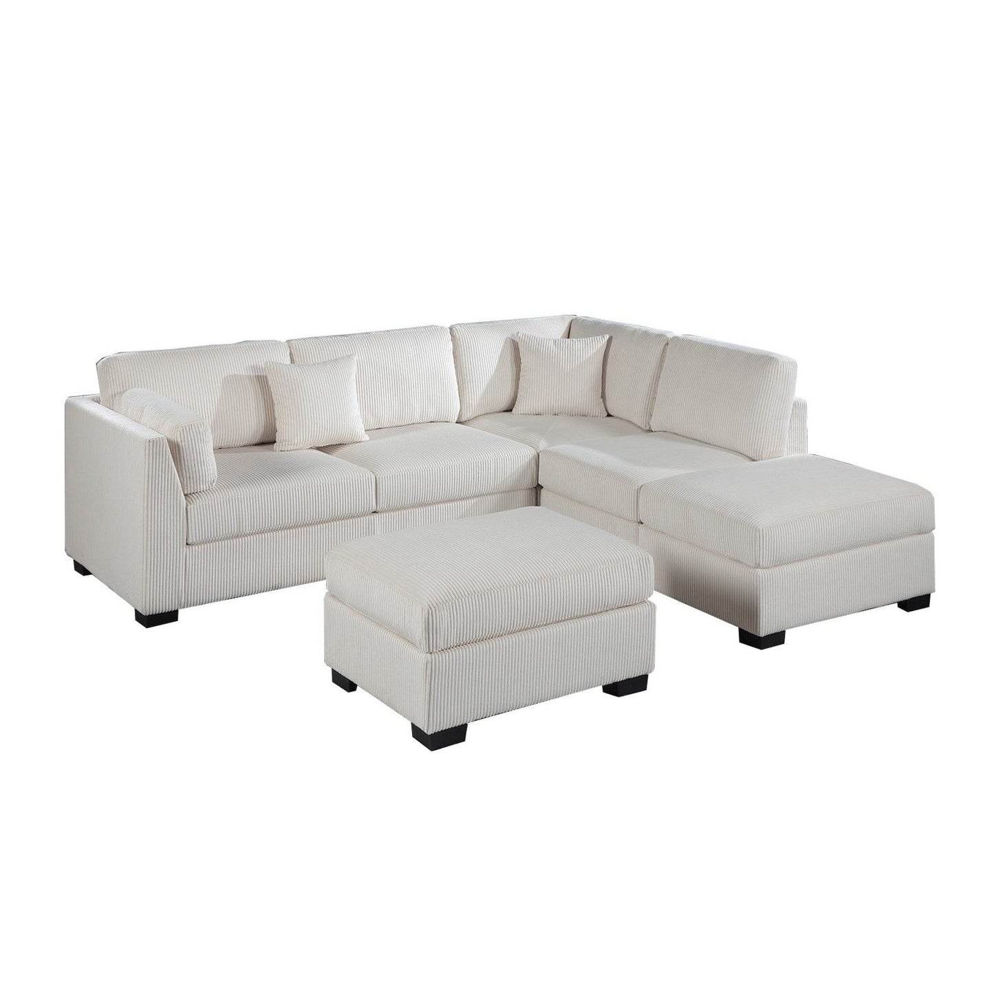 Sectional Sofa Set With Reversible Left / Right Chaise And Matching Cocktail Ottoman Home Essentials