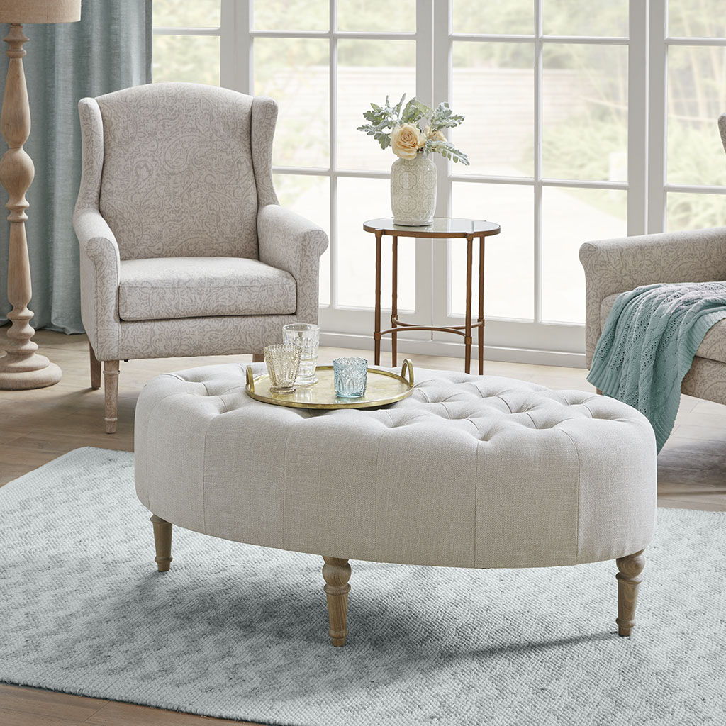 Clara - Accent Ottoman - Linen