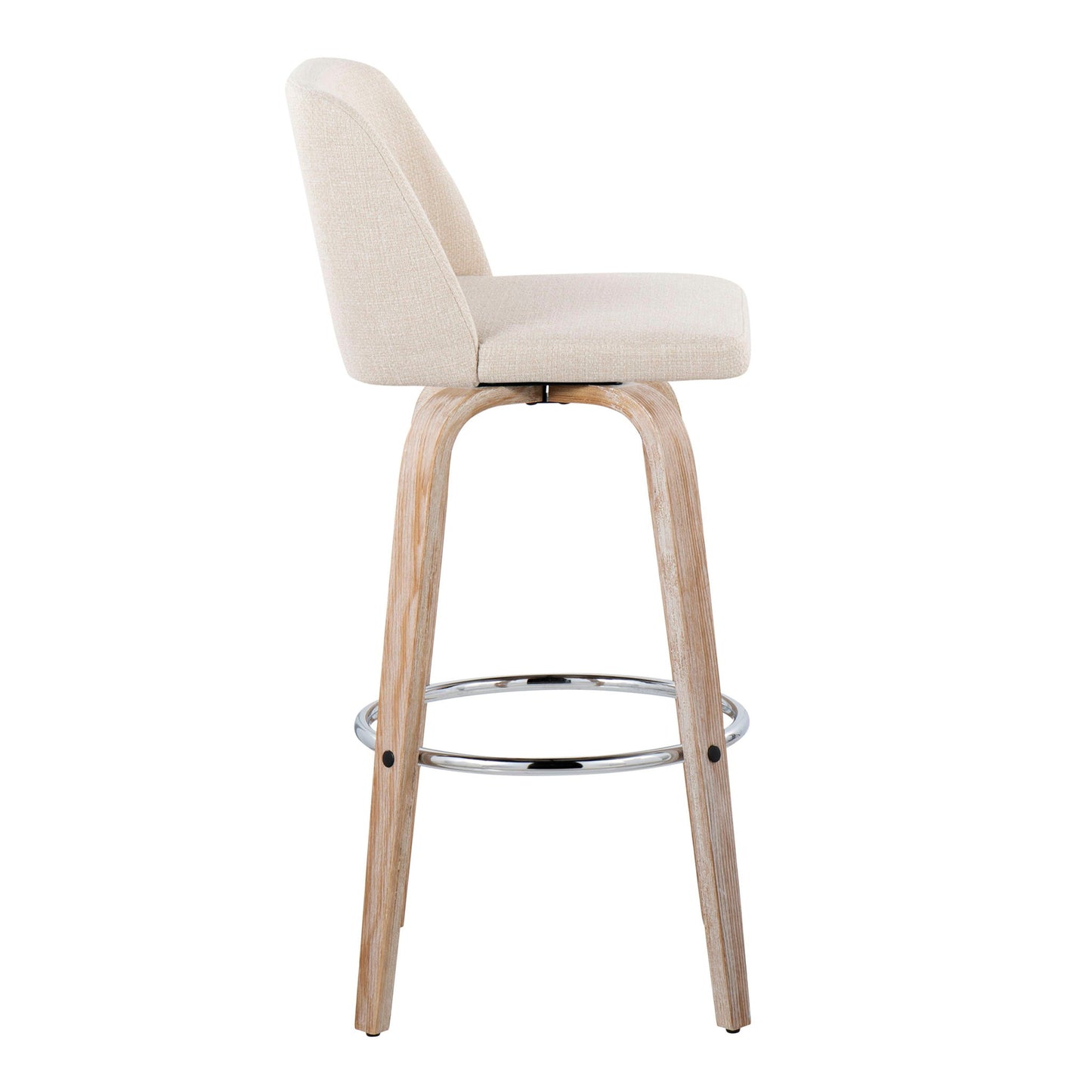 Toriano - Contemporary Fixed Height Barstool With Swivel & Round Footrest (Set of 2) Lumi Source