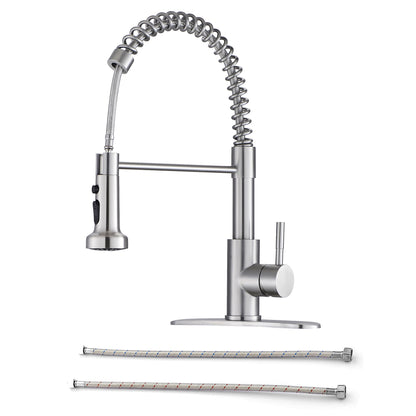 Kitchen Faucet With Pull Down Spray Head - Brushed Nickel Daily Nest