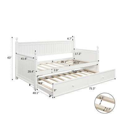 Twin Size Daybed & Twin Size Trundle - White DreamHaus