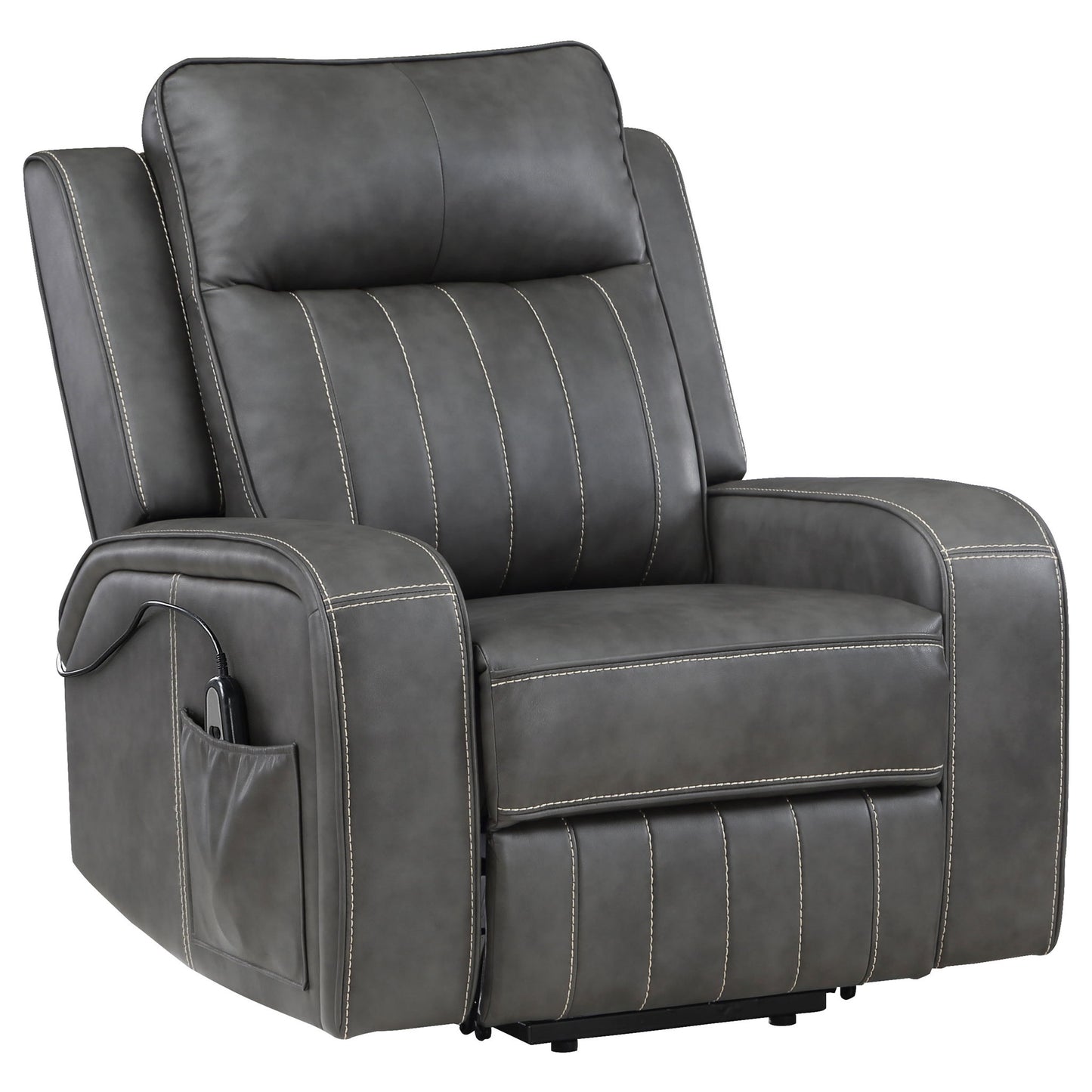 Mckinley - Upholstered Power Lift Recliner Chair With Remote Control - Gray Furniture Max
