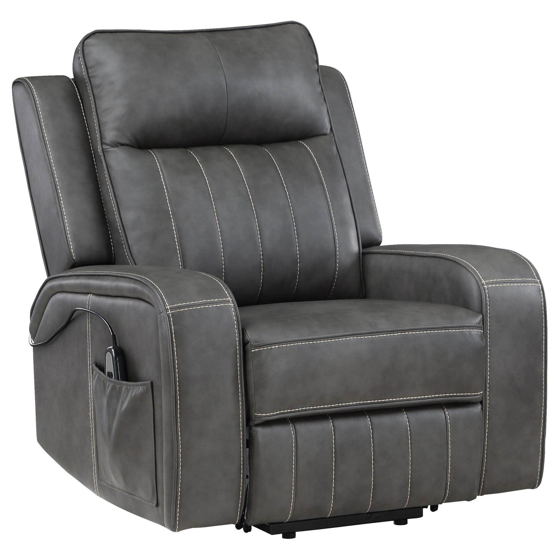 Mckinley - Upholstered Power Lift Recliner Chair With Remote Control - Gray Furniture Max