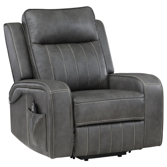 Mckinley - Upholstered Power Lift Recliner Chair With Remote Control - Gray Furniture Max