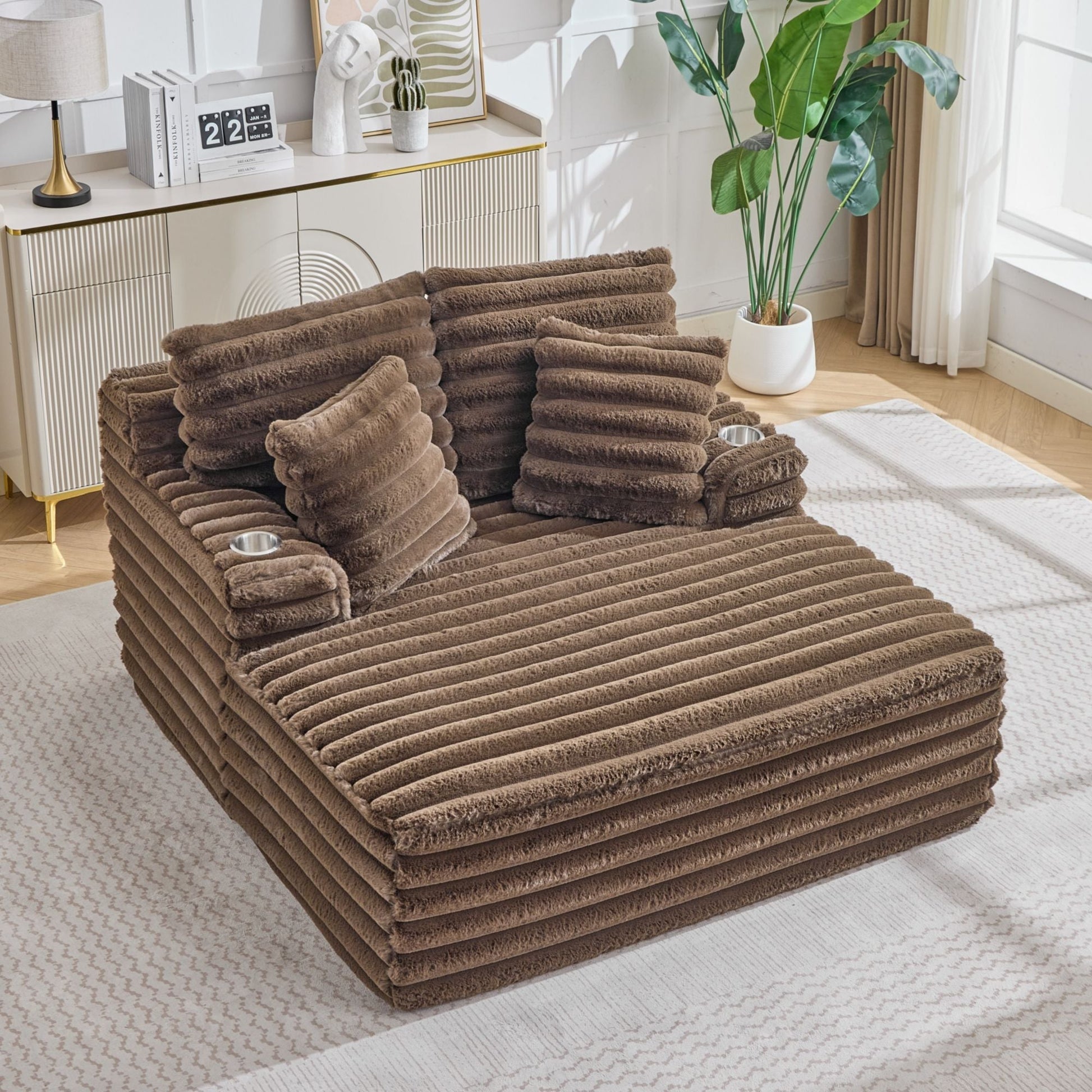 Oversized Chaise Lounge Chair Indoor With Pillows For Living Room Hearth and Haven