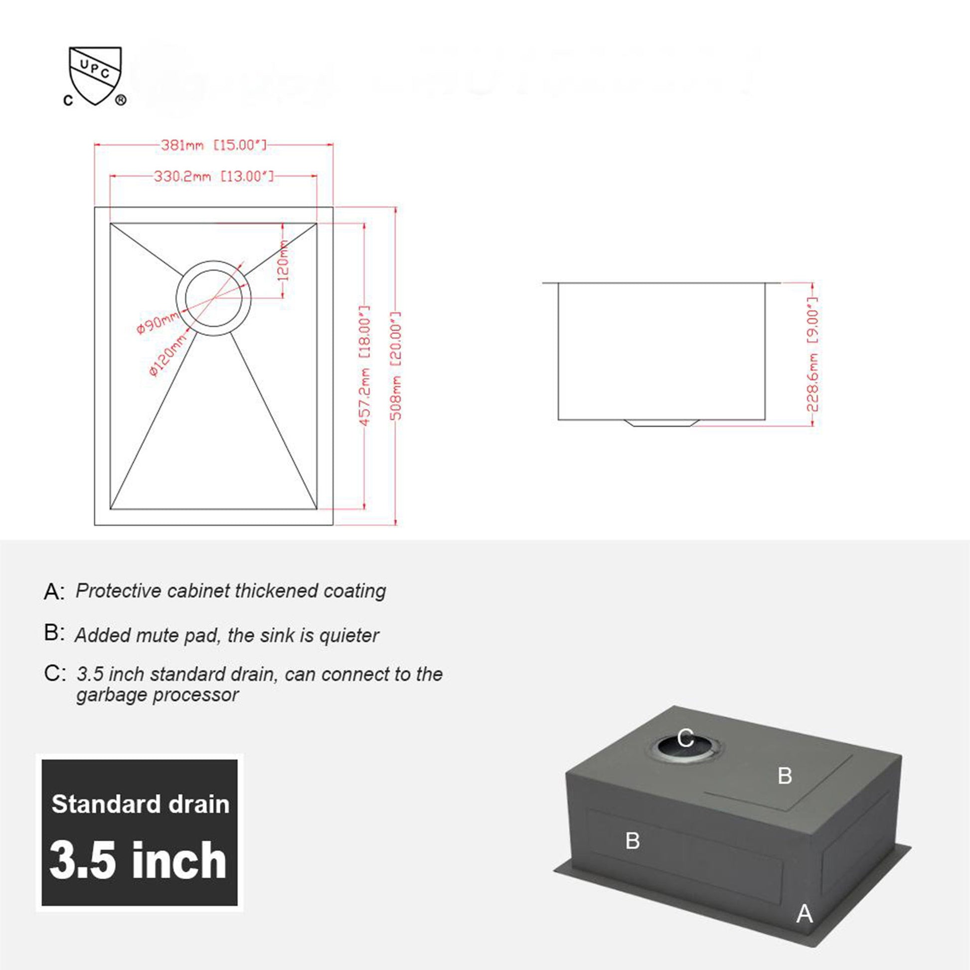 Modern Style Undermount Sink With Stainless Steel, Deep Single Bowl Daily Nest