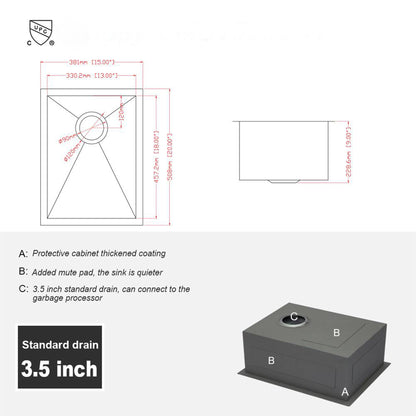 Modern Style Undermount Sink With Stainless Steel, Deep Single Bowl Daily Nest