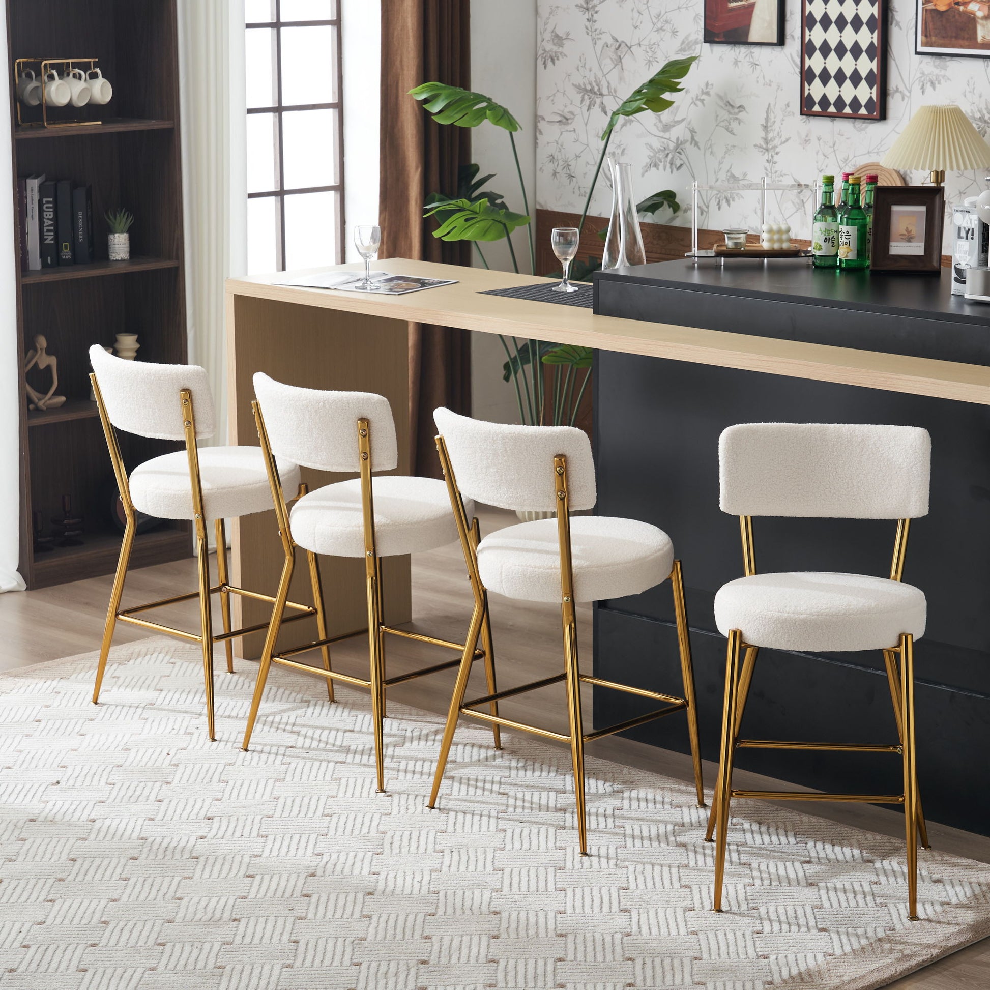 Modern Teddy Fabric Upholstered Bar Stools Home Essentials