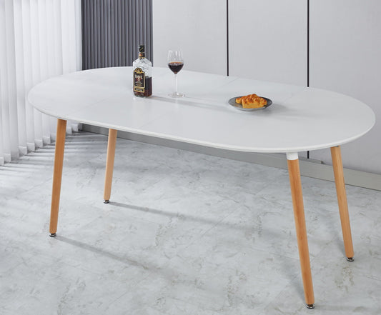 Extensible Table, Dining Table, Office Table, Coffee Table, Wood Leg - Matte White Home Essentials