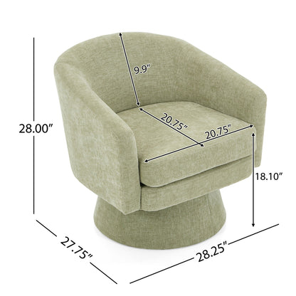 Swivel Barrel Chair With Cushioning For Living Room & Office, 360° Rotating - Green Noble House
