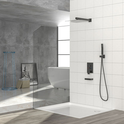 12" Ceiling Mount Square Shower System With Waterfall Tub Spout And Handheld Shower Daily Nest