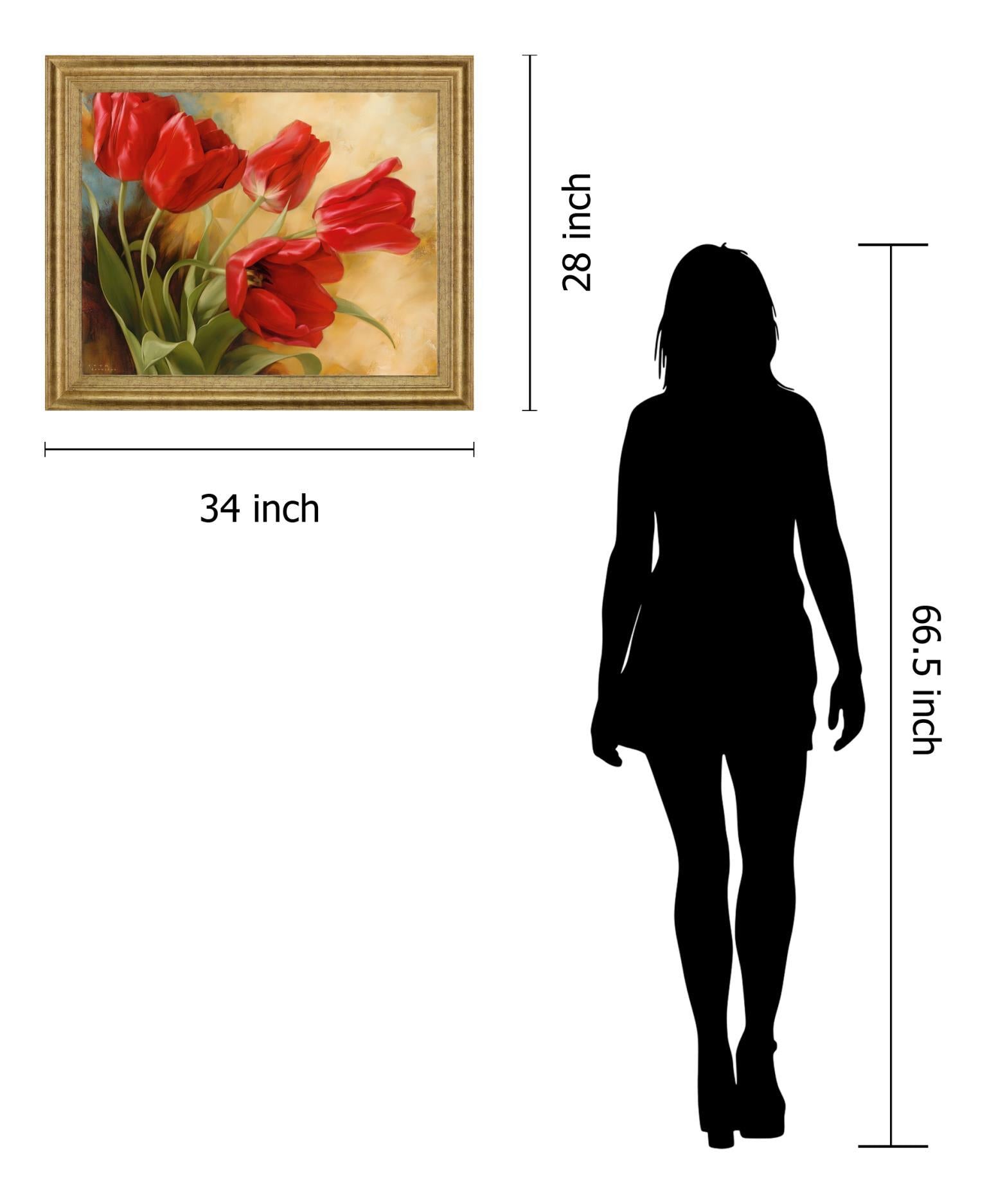 Scarlet Tulip Whirl - 28" x 34" Framed Wall Art Classy Art