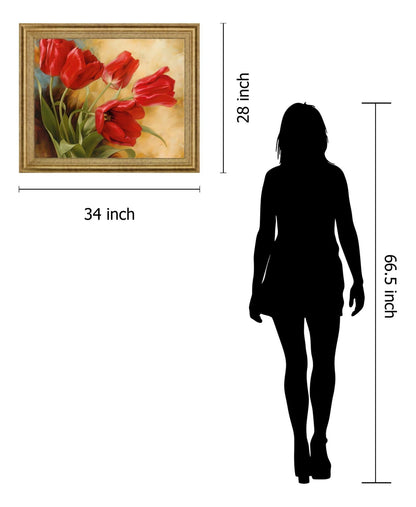 Scarlet Tulip Whirl - 28" x 34" Framed Wall Art Classy Art