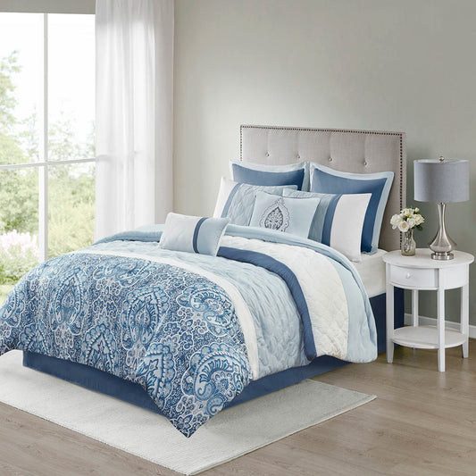 Shawnee - King 8 Piece Comforter Set - Blue