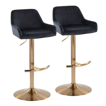 Daniella - Contemporary Adjustable Barstool With Swivel With Rounded T Footrest (Set of 2) Lumi Source