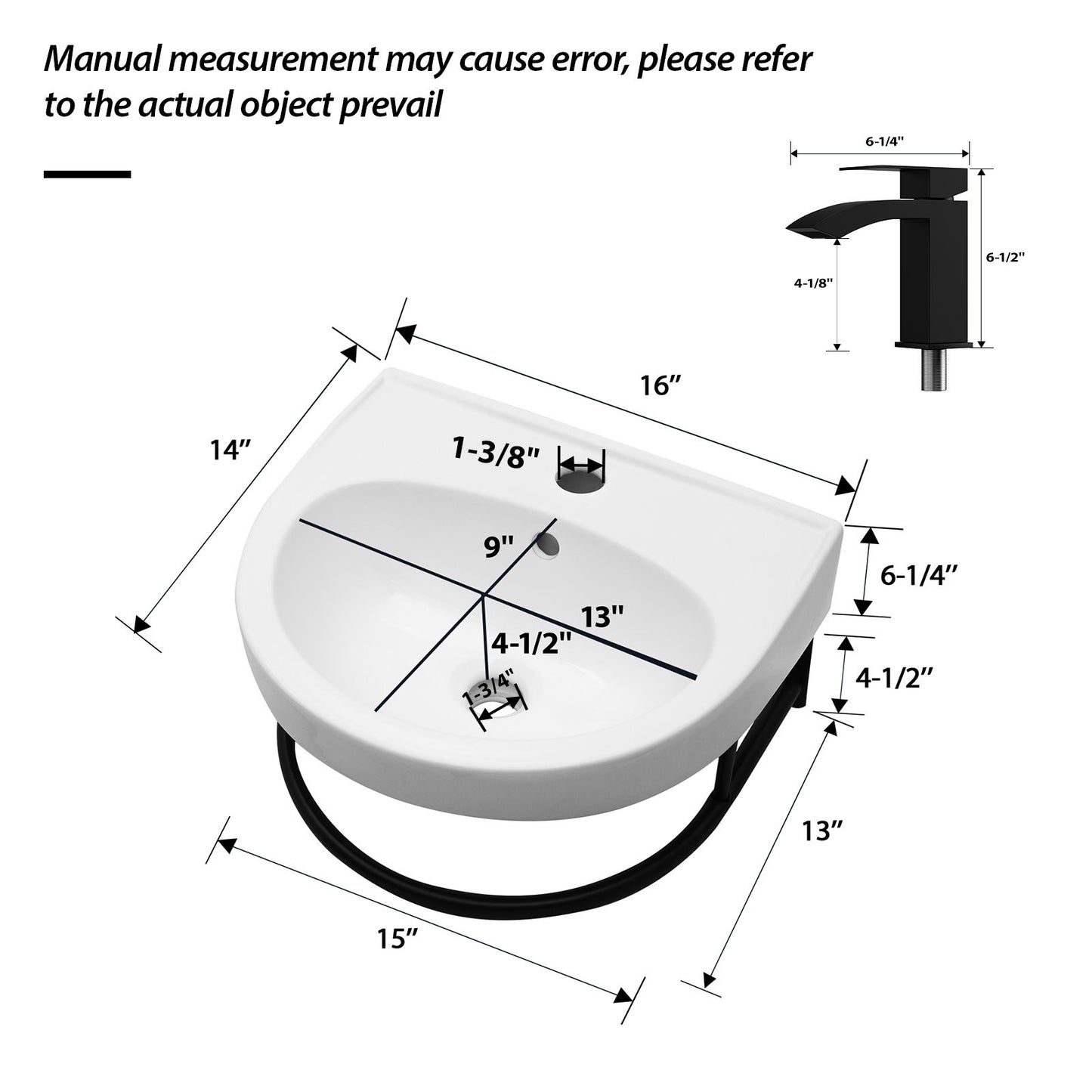 Wall Mounted Bathroom Sink With Towel Bar And Faucet - White / Black Daily Nest