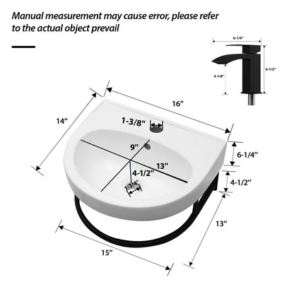 Wall Mounted Bathroom Sink With Towel Bar And Faucet - White / Black Daily Nest
