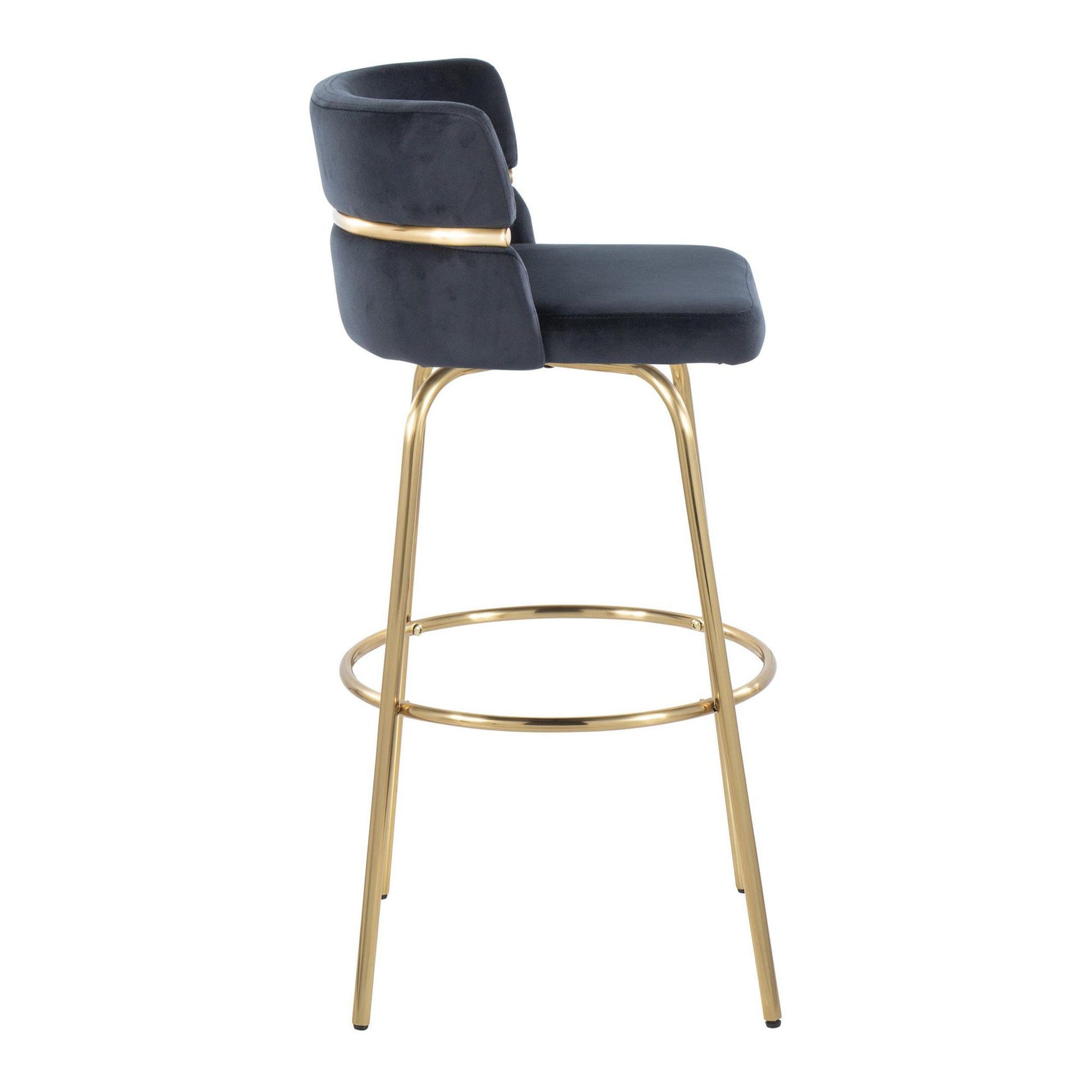 Cinch - Glam / Art Deco Fixed Height Barstool With Swivel With Round Footrest (Set of 2) Lumi Source