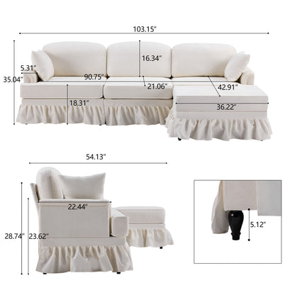 Cloud Sofa With Removable Ruffled Skirt With Ottoman And Flared Arms Home Essentials