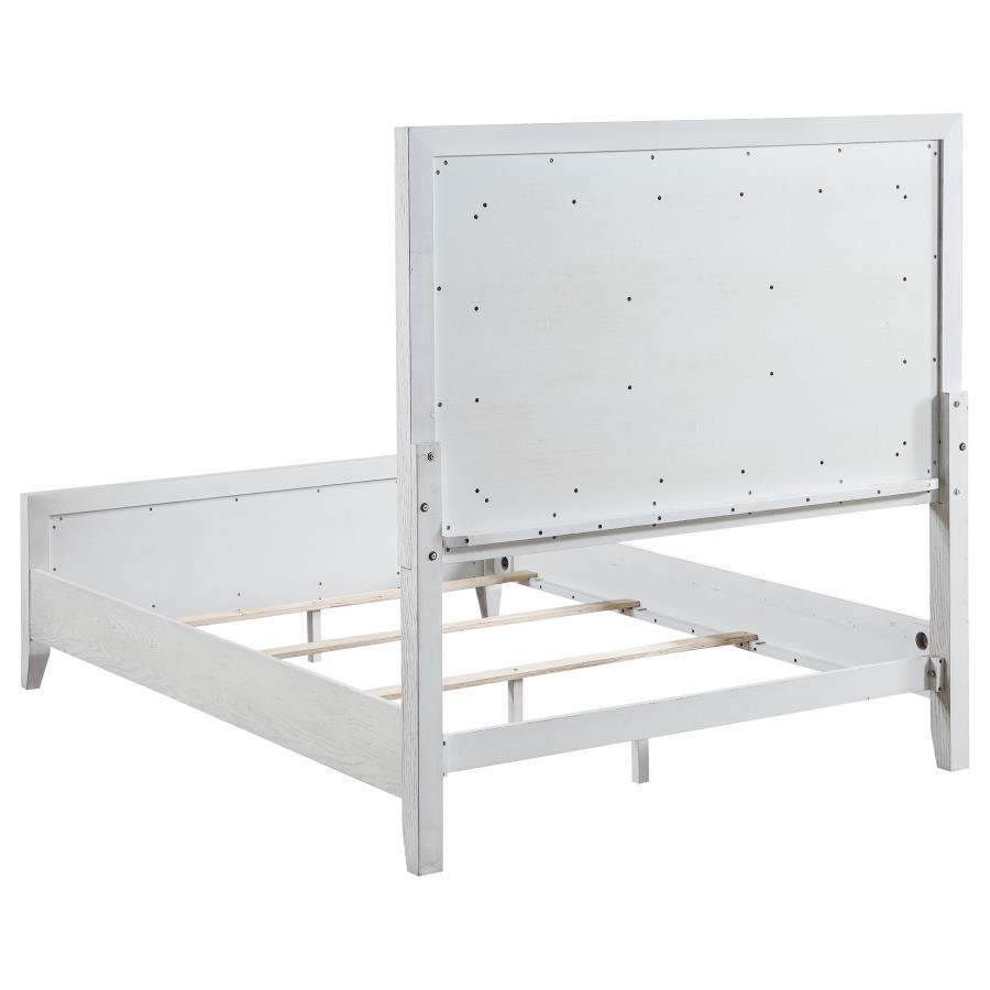 Marielle - Eastern King Headboard Panel Bed - Distressed White CoasterEveryday