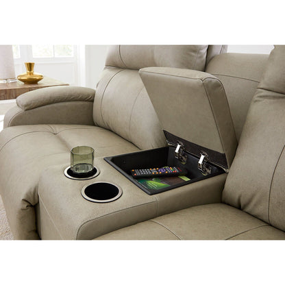 Maverly Leather Power Tilt-Headrest Console Loveseat Best Home Furnishings