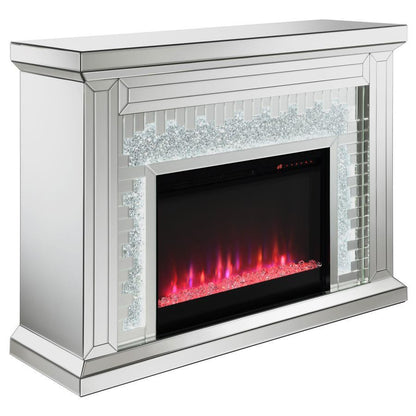 Gilmore - Mirrored Freestanding Electric Fireplace - Silver CoasterElevations