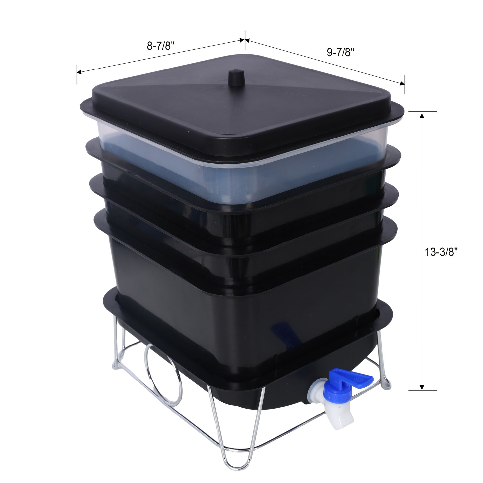 Durable Worm Farm Composting Bin With 4 Tray System For Food Waste Recycling Plastic - Black Daily Nest