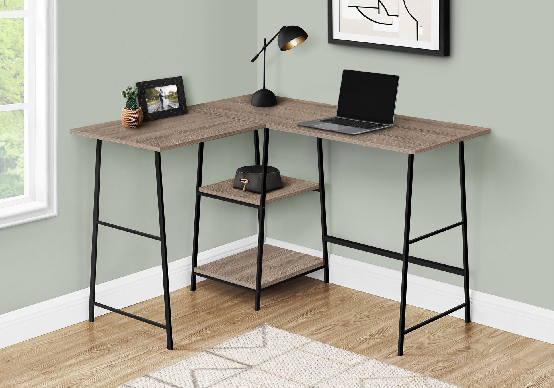 Computer Desk, Home Office, Corner, Storage Shelves, L Shape, Work, Laptop, Contemporary, Modern 8th Street
