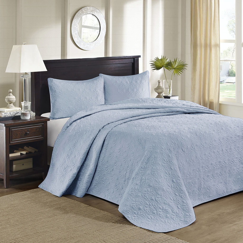 Quebec - King Reversible Bedspread Set - Blue