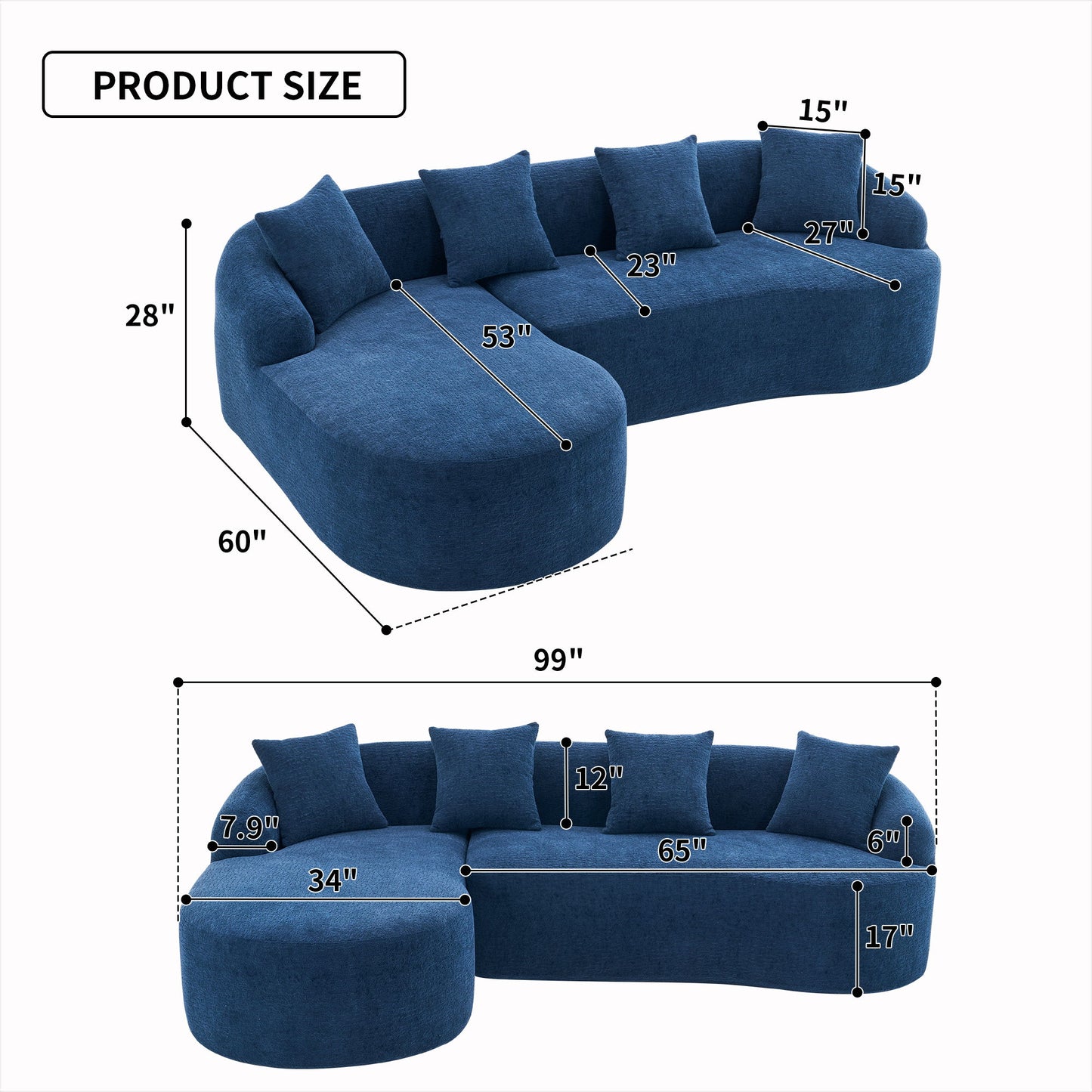 Combined Sofa With 4 Pillows Home Essentials