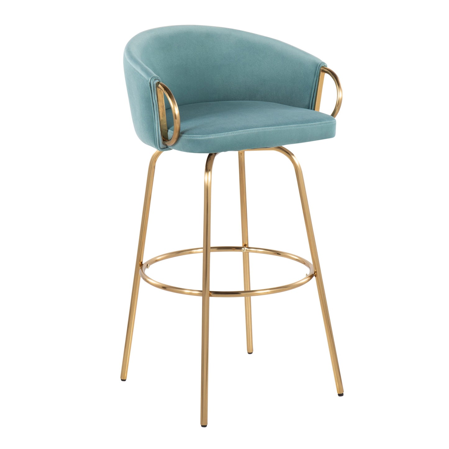 Claire - Contemporary / Glam Fixed Height Bar Stool (Set of 2) Round Footrest (Set of 2) Lumi Source