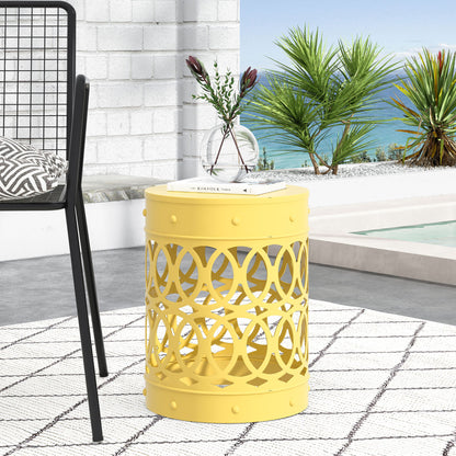 Outdoor Metal Large End Table, Modern Design Noble House