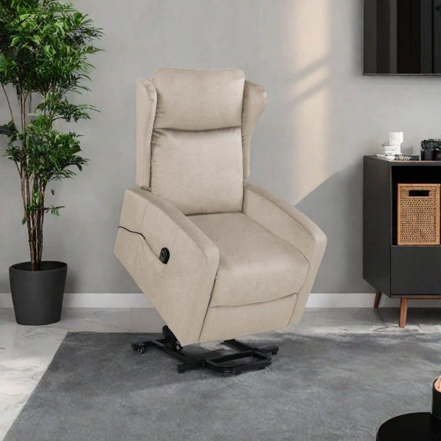 Power Lift Recliner Chair, Adjustable Modern Lift Chair, Lift Recliner Sofa For Back, Lumbar, Legs Support, Classic Power Recliner Chair With Remote Control, Side Pocket - Light Gray
