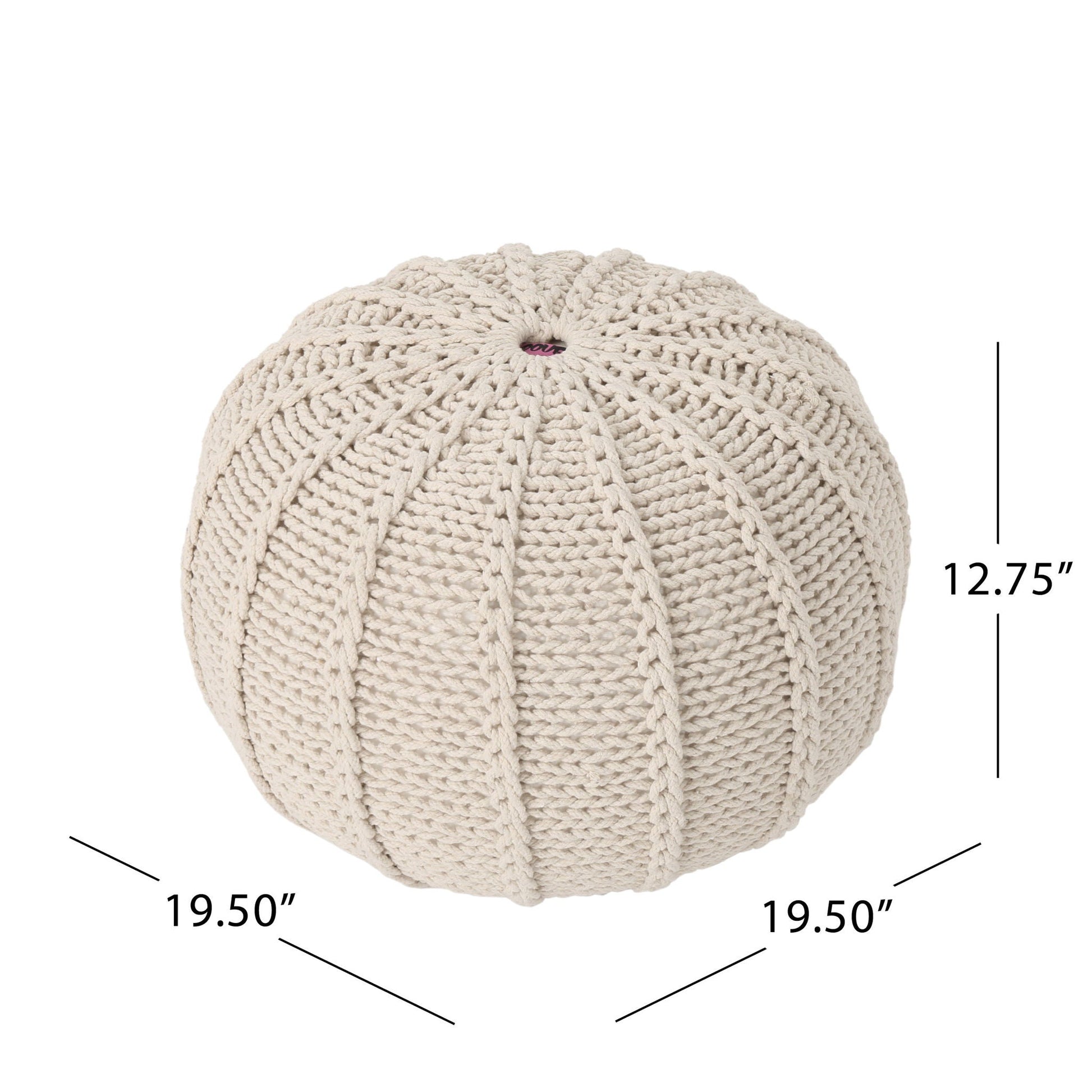 Bordeaux - Knitted Cotton Round Pouf Ottoman And Floor Cushion Home Essentials