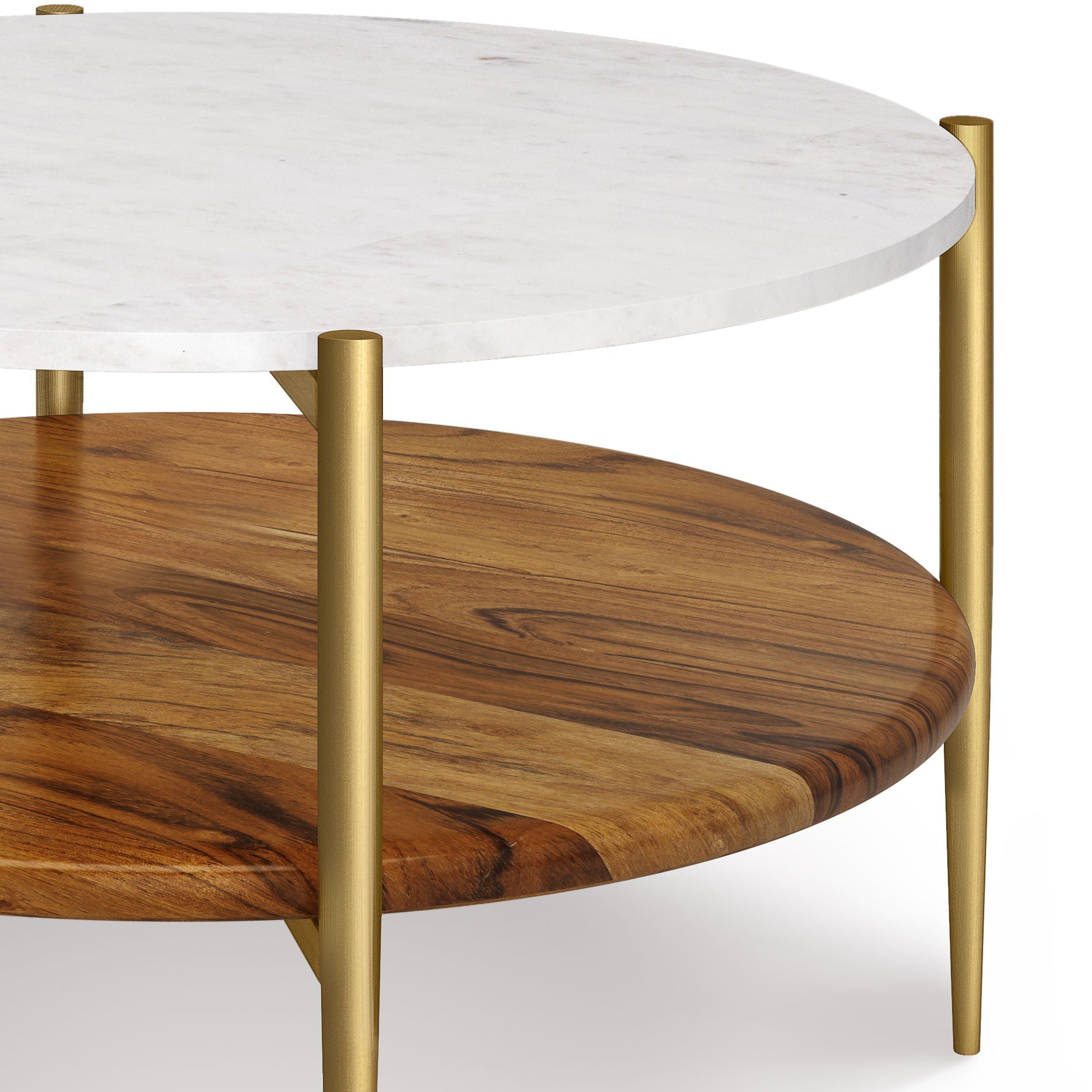 Wagner - Round Marble & Wood Table Simpli-Home