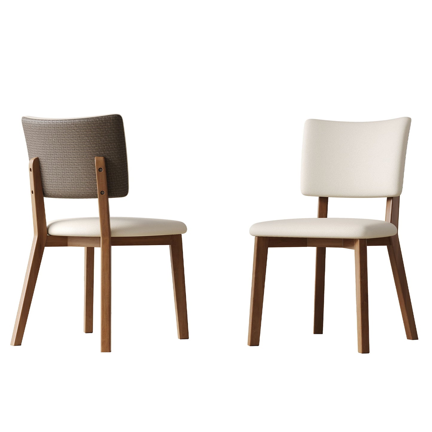 Dining Chair (Set of 2) - White / Deep Walnut Home Essentials