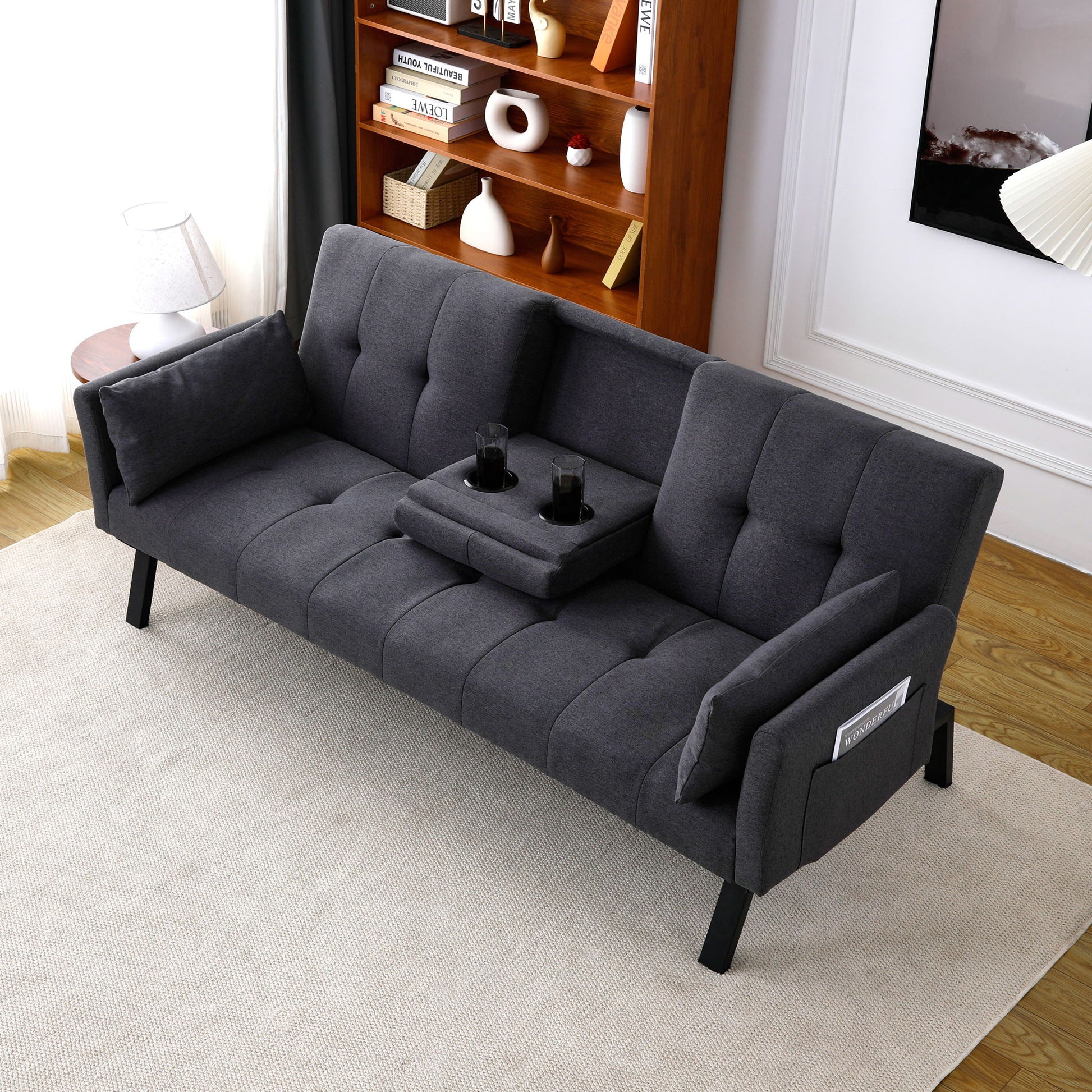 Sofa Bed With Foldable Design And Cup Holder Home Essentials