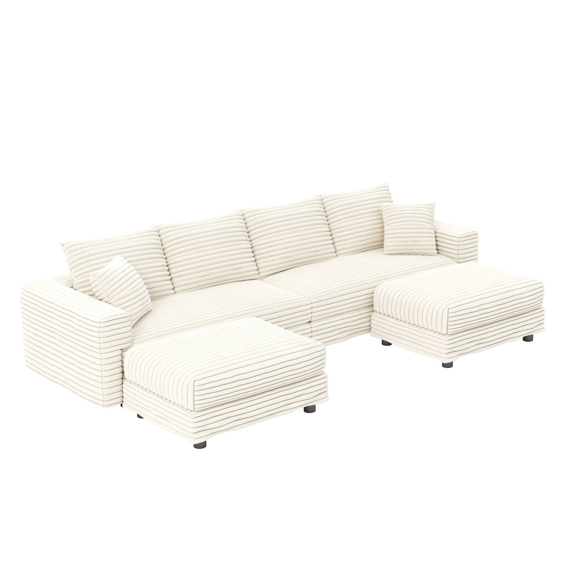 Deep Seat Convertible Sofa With Soft Pillows And Ottomans Home Essentials
