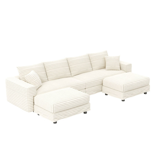Deep Seat Convertible Sofa With Soft Pillows And Ottomans Home Essentials