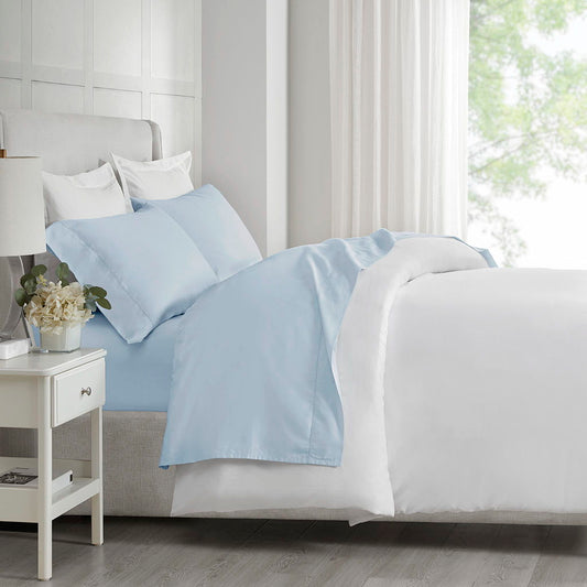 500 Thread Count Egyptian Cotton - Queen Deep Pocket Sheet Set - Blue Madison Park