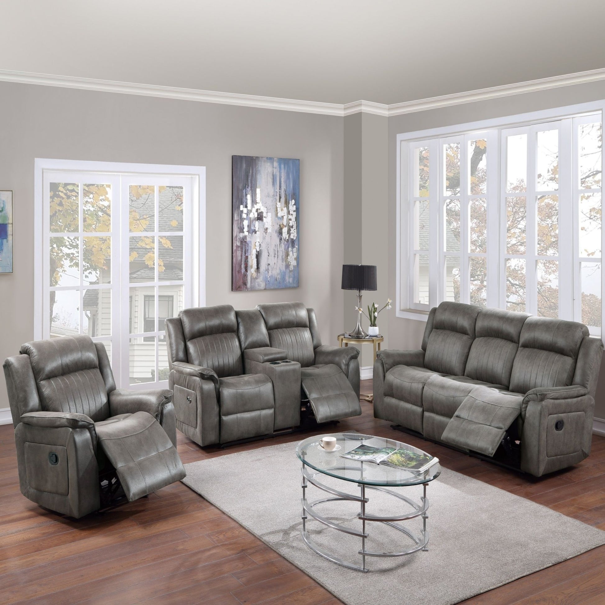 Contemporary Living Room Set, Horizontal And Vertical Tufting Home Essentials