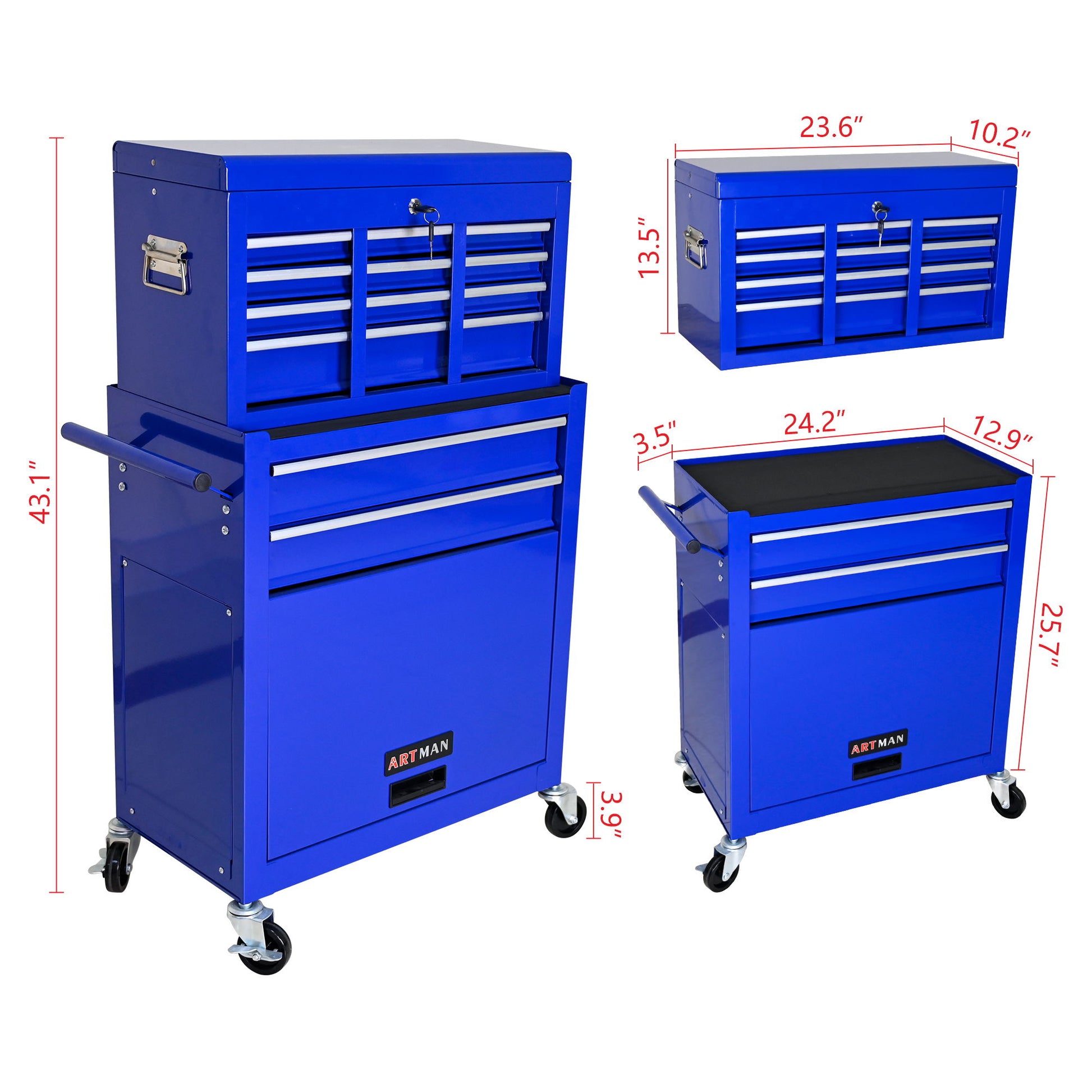 High Capacity Rolling Tool Chest With Wheels And Drawers, Storage Cabinet Daily Nest