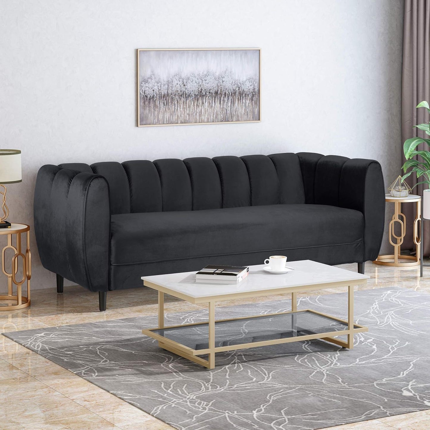 Miranda - Modern Glam 3 Seater Sofa Noble House