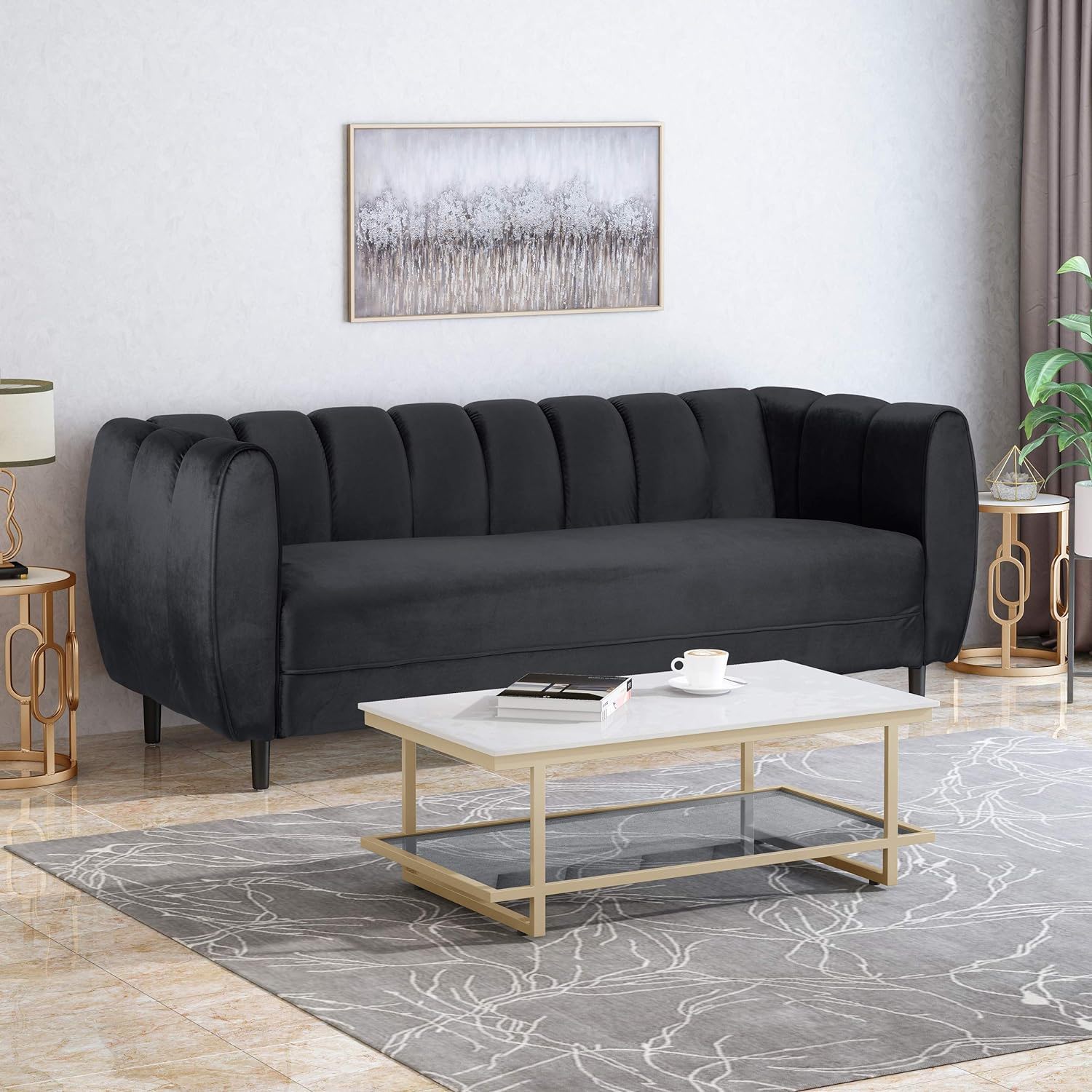 Miranda - Modern Glam 3 Seater Sofa Noble House