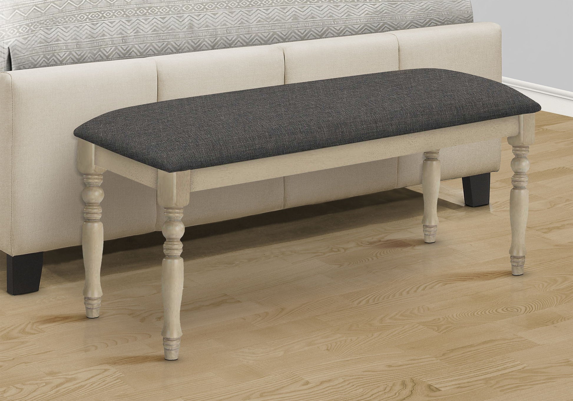 Bench, Rectangular, Upholstered, Transitional - Gray 8th Street