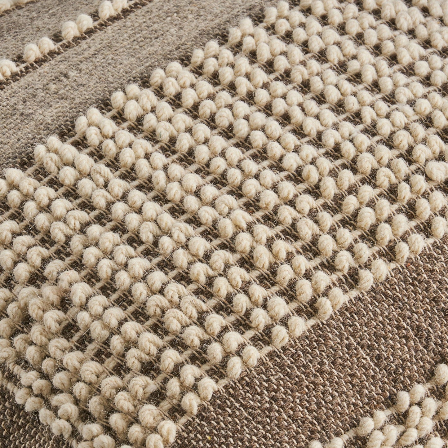 Rustic Wool And Cotton Large Pouf, Handcrafted Tufted Design - Brown / Beige Home Essentials