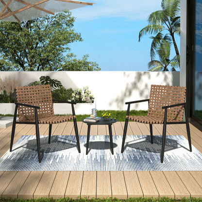 Outdoor Chat Set, 2 Chairs & Side Table - Black / Brown Noble House