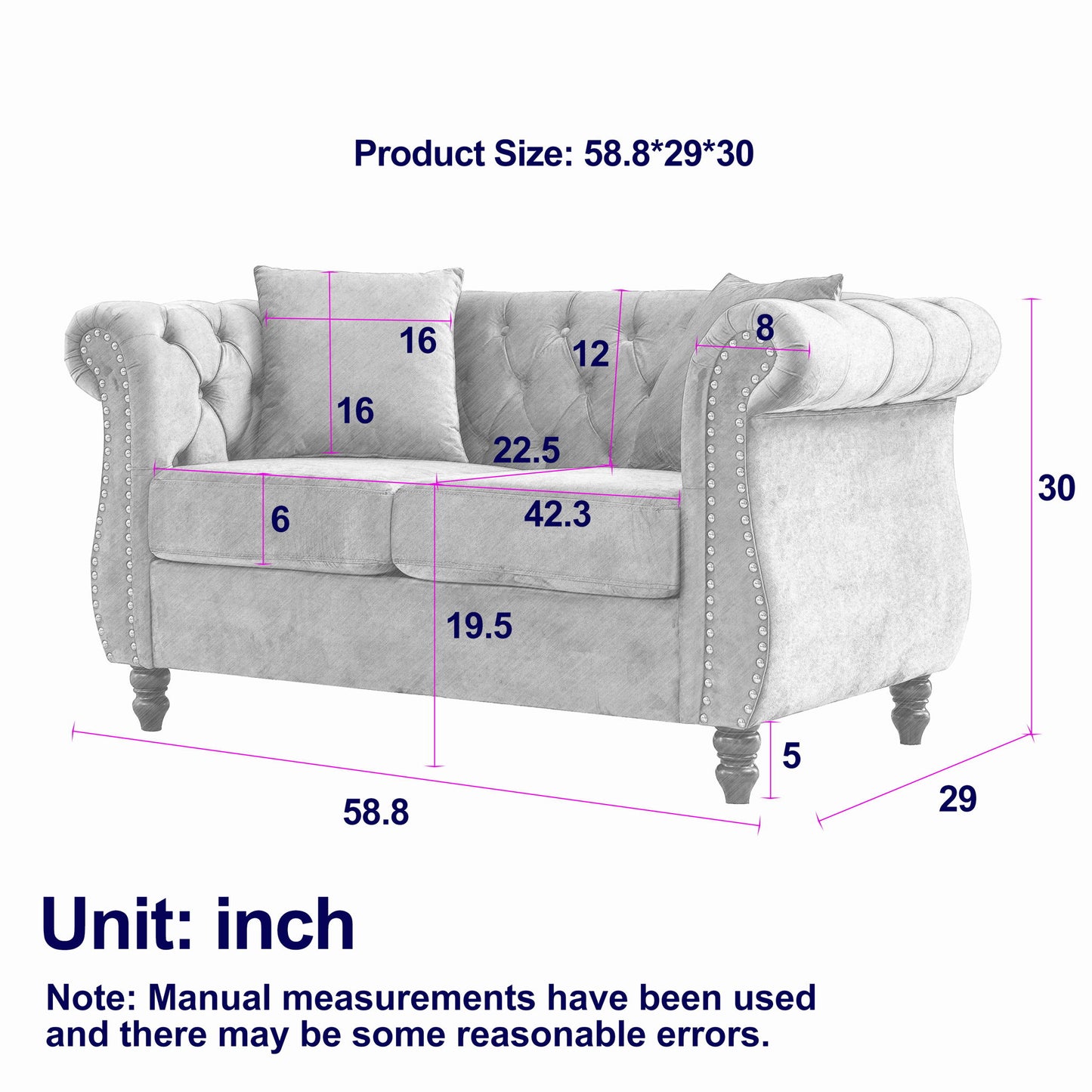 Chesterfield Sofa With Rolled Arms And Nailhead Trim Home Essentials