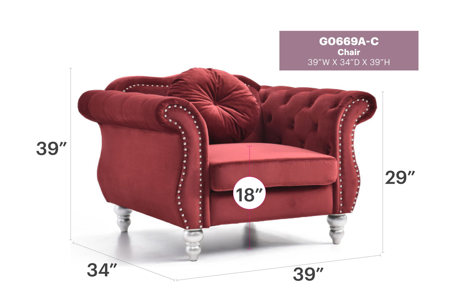 Chic Transitional Flared Arm Chair Glory Furniture