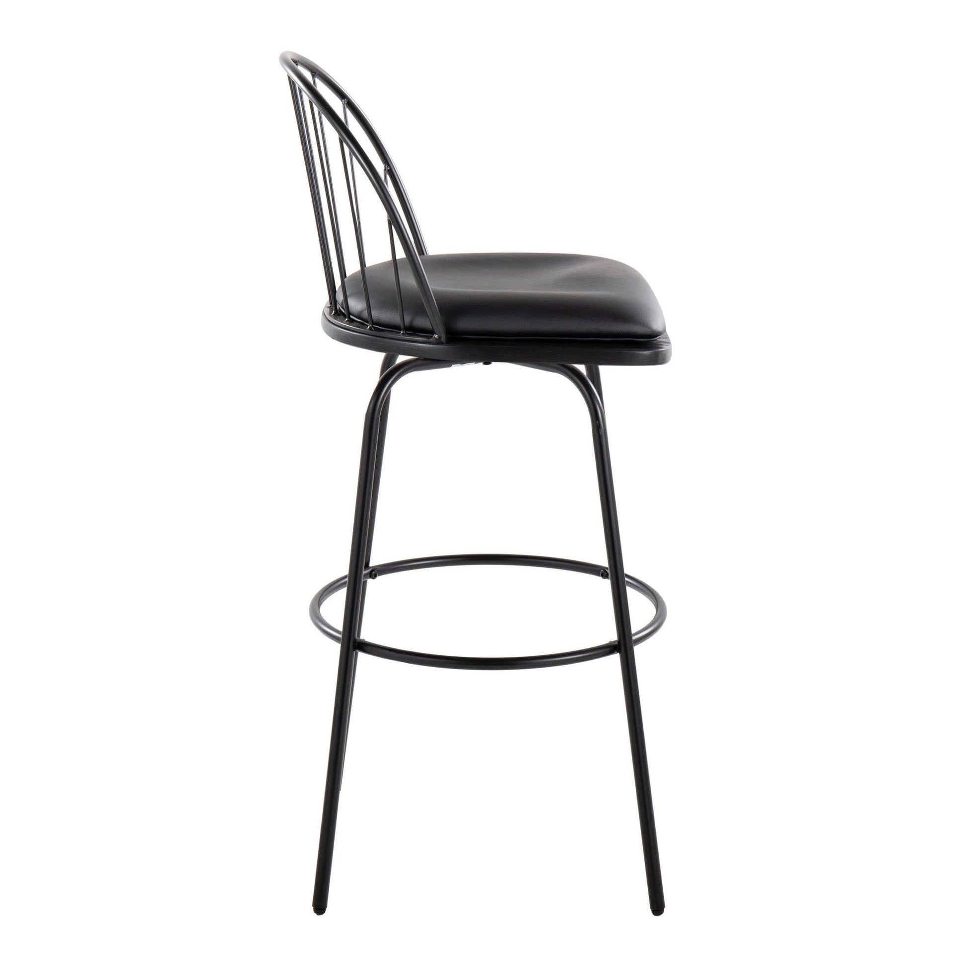 Riley - Claire Farmhouse Fixed Height Barstool With Swivel With Round Footrest (Set of 2) Lumi Source